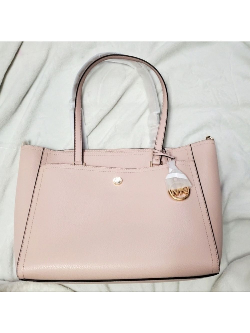 Michael Kors Pebbled Leather Top Zip Tote Blush Pink NWT